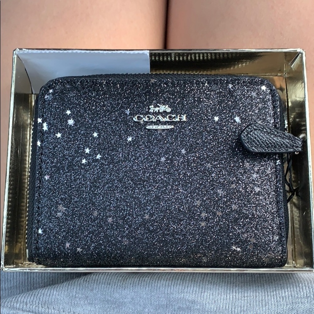 Coach star glitter small zip wallet